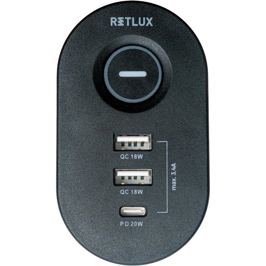 Hosszabbítókábel asztalra rögzíthető 3 aljzat E típus + 2xUSB-A + 1xUSB-C 1,5m fekete