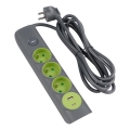 Retlux - Hosszabbító kábel kapcsolóval 3 aljzat E típus + 1xUSB-A + 1xUSB-C 1,4m szürke