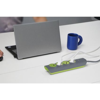 Retlux - Hosszabbító kábel kapcsolóval 3 aljzat E típus + 1xUSB-A + 1xUSB-C 1,4m szürke