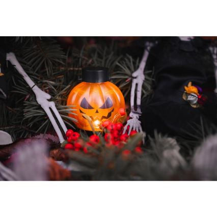 KÉSZLET 6x LED Dekoráció HALLOWEEN LED/1xCR2032/meleg fehér sütőtökös