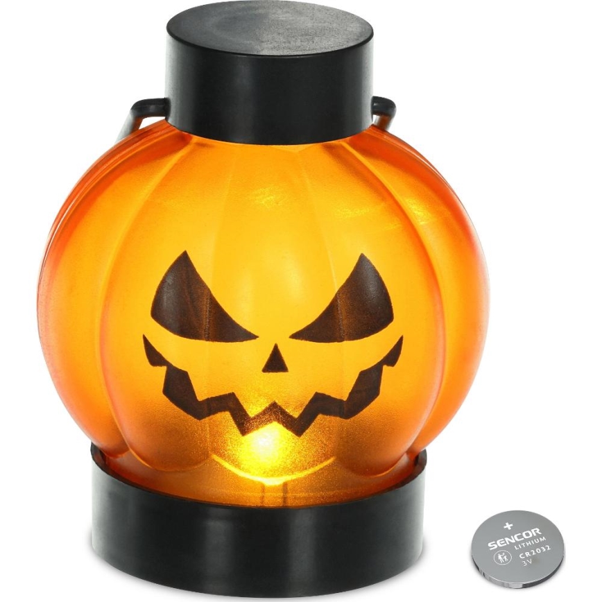 KÉSZLET 6x LED Dekoráció HALLOWEEN LED/1xCR2032/meleg fehér sütőtökös