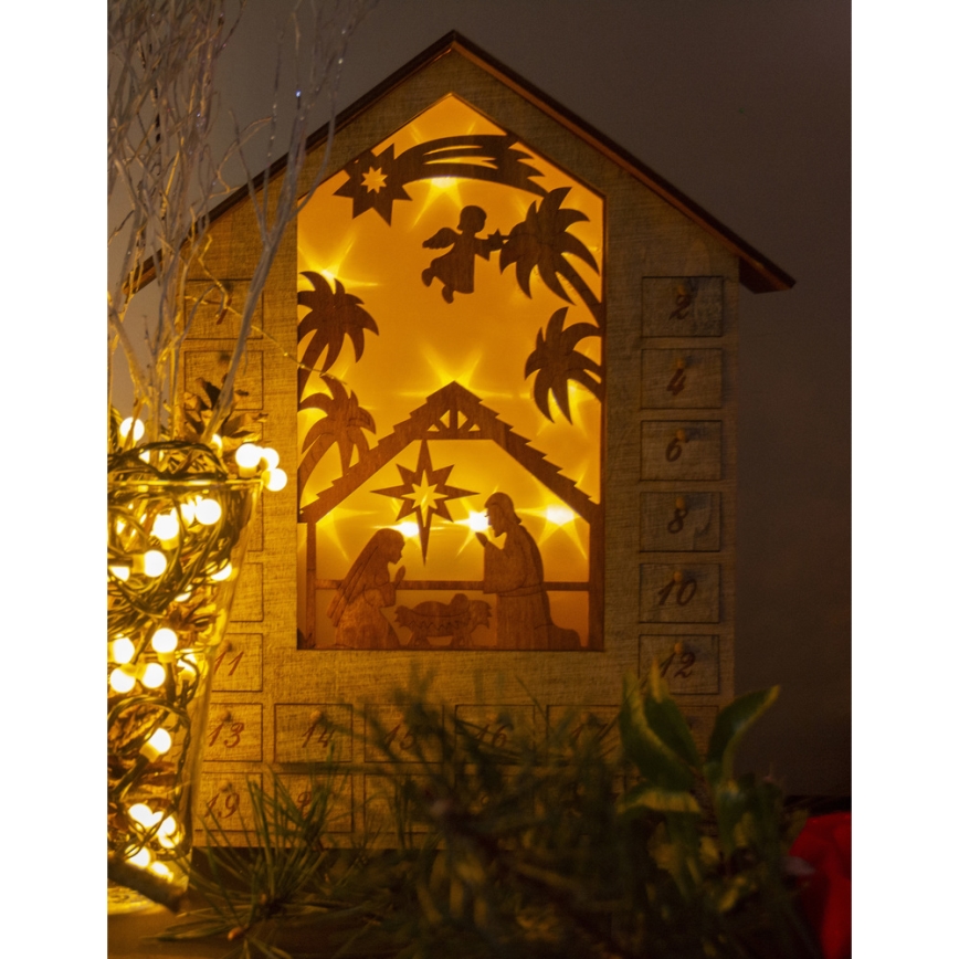 LED Adventi naptár LED/2xAA fa