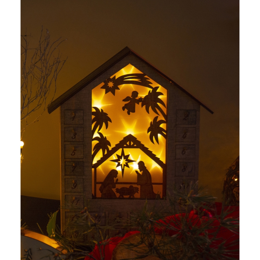 LED Adventi naptár LED/2xAA fa