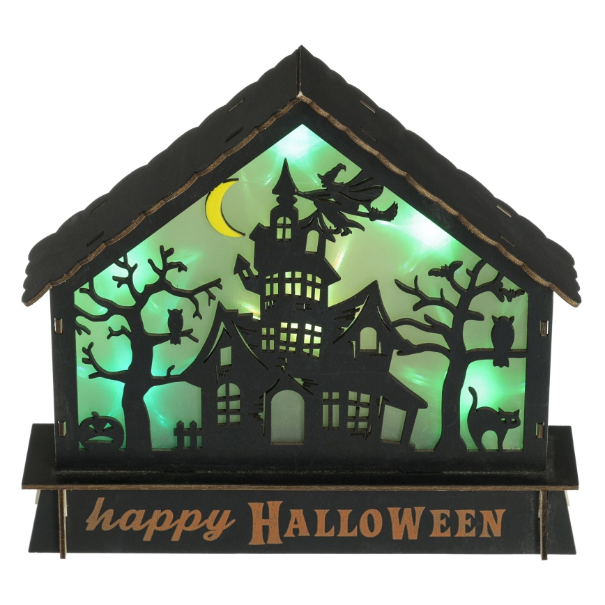 LED Dekoráció HALLOWEEN LED/2xAA/többszínű kísértetjárta ház