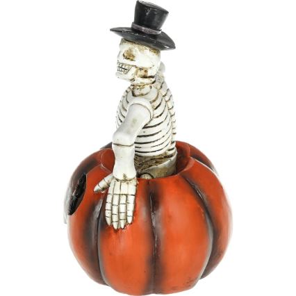 LED Dekoráció HALLOWEEN LED/2xLR44/meleg fehér csontváz tökben gyanta