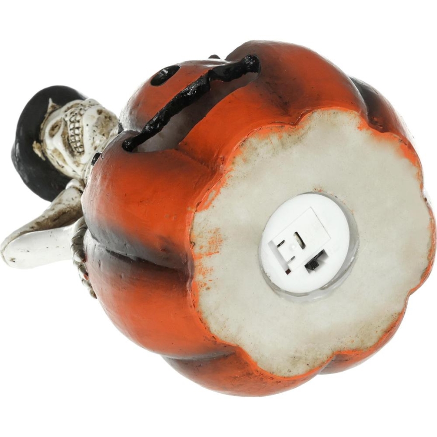 LED Dekoráció HALLOWEEN LED/2xLR44/meleg fehér csontváz tökben gyanta