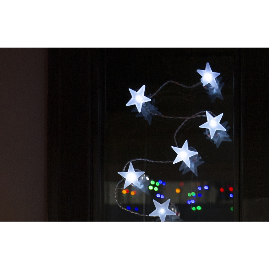 LED dekorációs fényfüzér tapadókorongokkal 10× LED / 2× AA, 1,8 m, hideg fehér