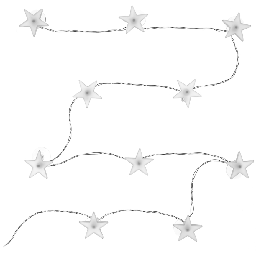 LED dekorációs fényfüzér tapadókorongokkal 10× LED / 2× AA, 1,8 m, hideg fehér