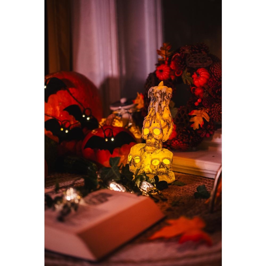 LED Dekorációs lánc HALLOWEEN 10xLED/2xAA/meleg fehér 1,3m denevéres