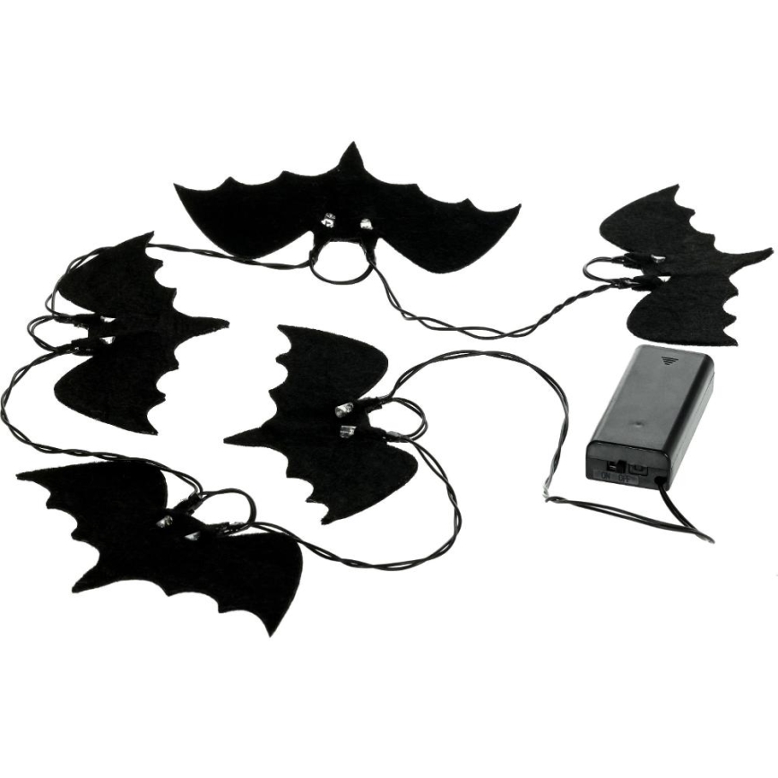 LED Dekorációs lánc HALLOWEEN 10xLED/2xAA/meleg fehér 1,3m denevéres