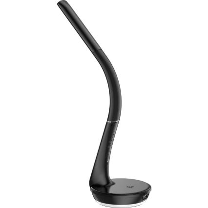 LED Dimmelhető lámpa vezeték nélküli újratölthető Qi-vel és kijelzővel LED/6W/230V 3000/4000/6000K fekete