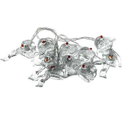 LED fényfüzér 10xLED/2xAA/meleg fehér 1,65 m, hóemberes díszekkel