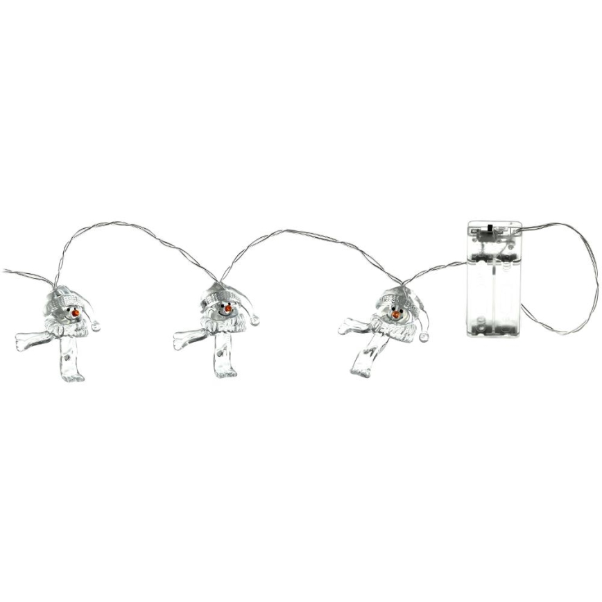 LED fényfüzér 10xLED/2xAA/meleg fehér 1,65 m, hóemberes díszekkel