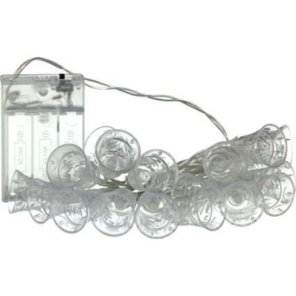 LED  füzér 20xLED/3xAA/meleg fehér 2,2m kis csengők