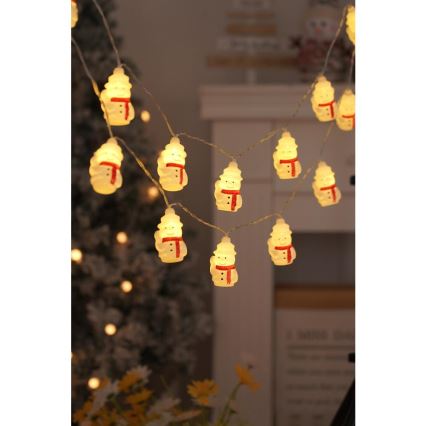 LED  fényfüzér 20xLED/3xAA/meleg fehér 3,3m hóemberek