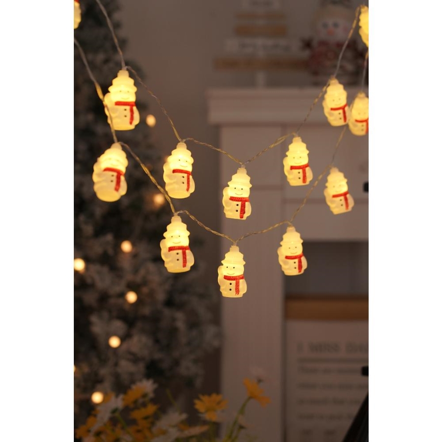 LED  fényfüzér 20xLED/3xAA/meleg fehér 3,3m hóemberek