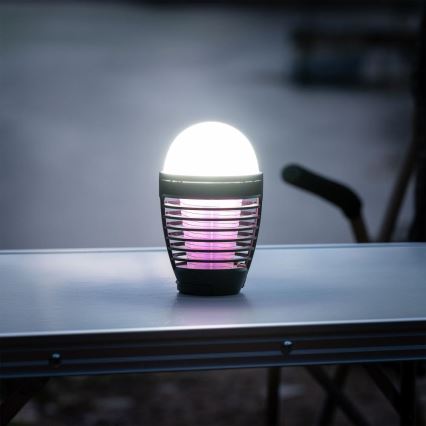 Retlux - LED hordozható újratölthető lámpa rovarcsapdával LED/5W/1800 mAh IP44 fekete