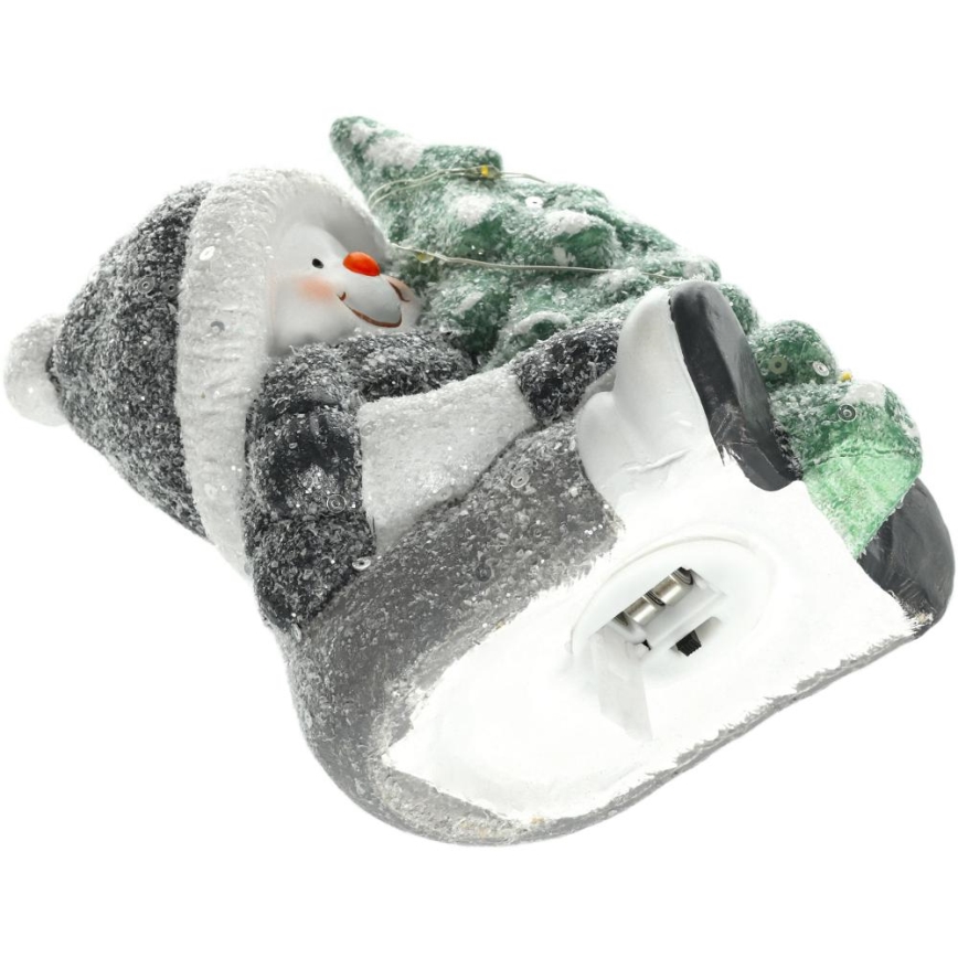 LED karácsonyi dekoráció LED/2xLR44/meleg fehér hóember fával