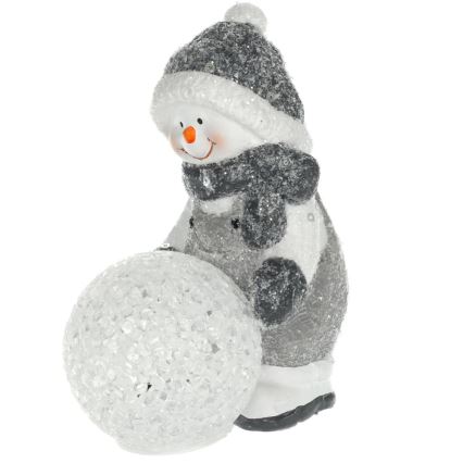 LED karácsonyi dekoráció LED/2xLR44/meleg fehér hóember hógolyóval
