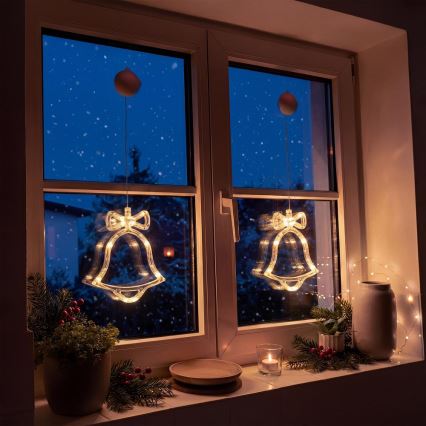 LED karácsonyi dekoráció LED/3xAAA/meleg fehér harang