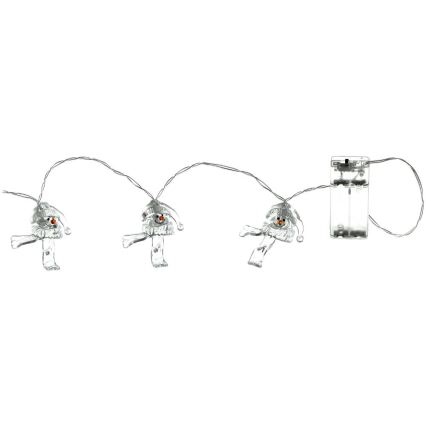 LED karácsonyi fényfüzér 10xLED/2xAA/meleg fehér 1,65m hóemberek