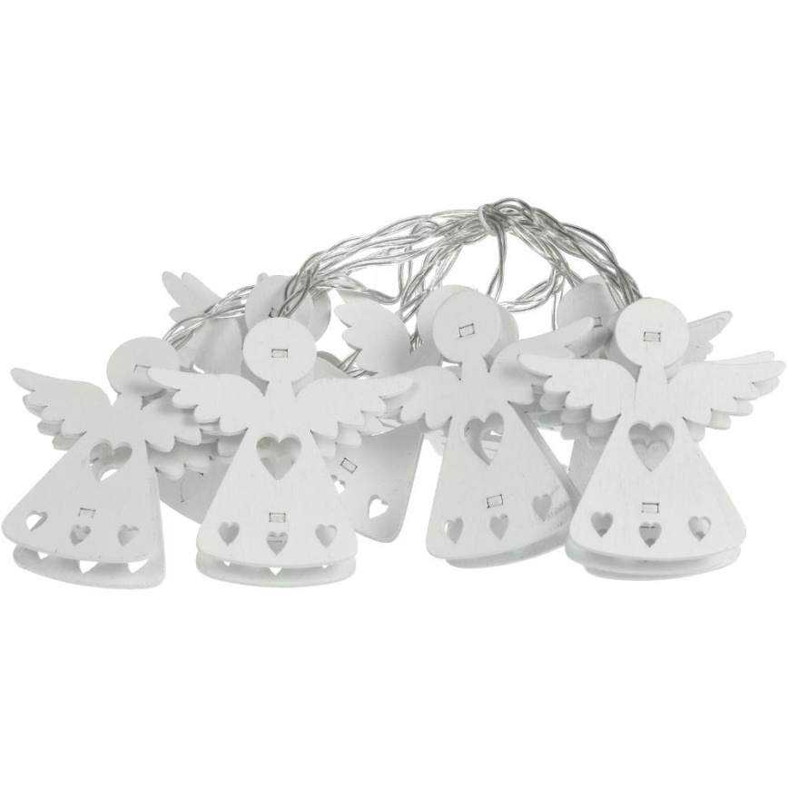 LED Karácsonyi fényfüzér 10xLED/2xAA/meleg fehér 2m angyalok