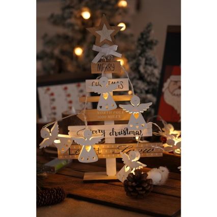 LED Karácsonyi fényfüzér 10xLED/2xAA/meleg fehér 2m angyalok