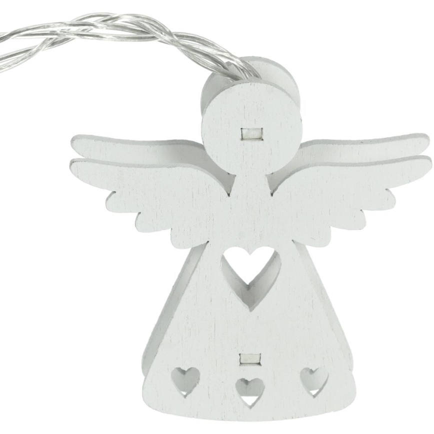 LED Karácsonyi fényfüzér 10xLED/2xAA/meleg fehér 2m angyalok