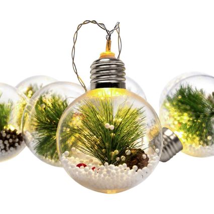 LED karácsonyi fényfüzér 10xLED/3xAAA/meleg fehér 2,1m gömbök