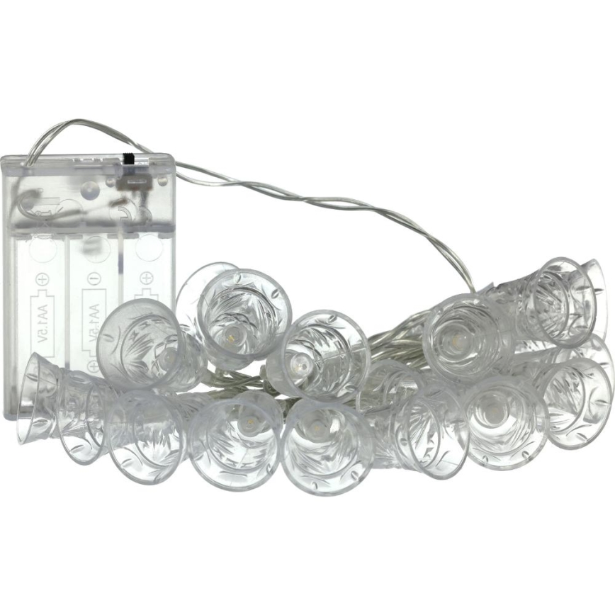 LED Karácsonyi fényfüzér 20xLED/3xAA/meleg fehér 2,2m harangocskák