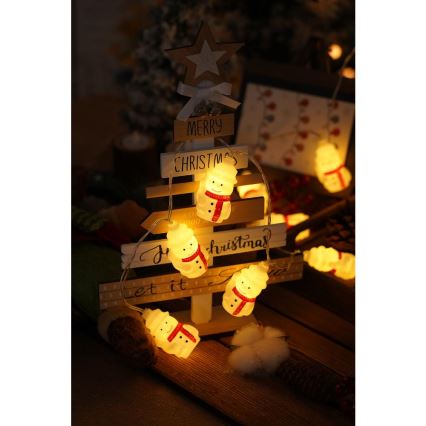 LED karácsonyi fényfüzér 20xLED/3xAA/meleg fehér 3,3m hóemberek