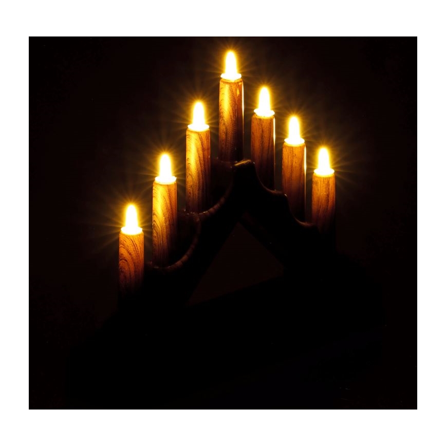 LED Karácsonyi gyertyatartó 7xLED/2xAA meleg fehér