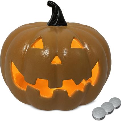 LED Kerámia sütőtök HALLOWEEN LED/3xLR44/meleg fehér