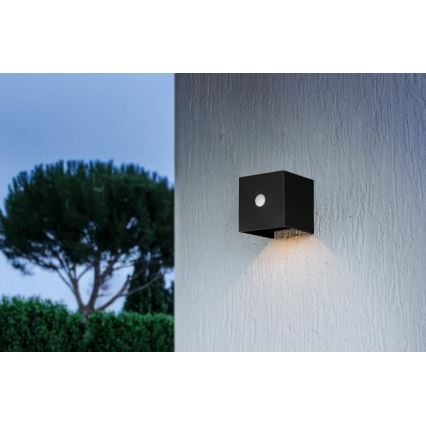 LED napelemes fali lámpa érzékelővel LED/1W/3,7V 1200 mAh IP44 fekete