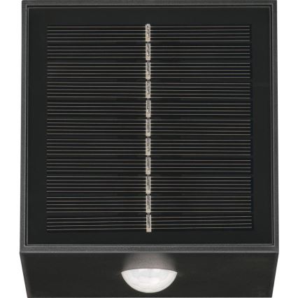 LED napelemes fali lámpa érzékelővel LED/1W/3,7V 1200 mAh IP44 fekete