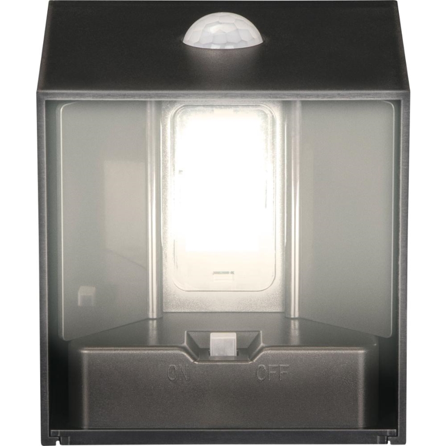 LED napelemes fali lámpa érzékelővel LED/1W/3,7V 1200 mAh IP44 fekete