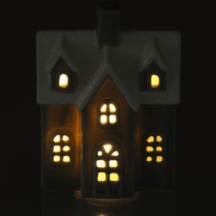 LED Porcelán dekoráció LED/2xLR44/meleg fehér ház szürke