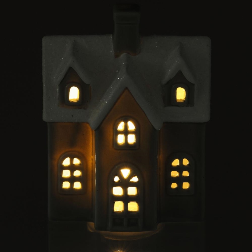 LED Porcelán dekoráció LED/2xLR44/meleg fehér ház szürke