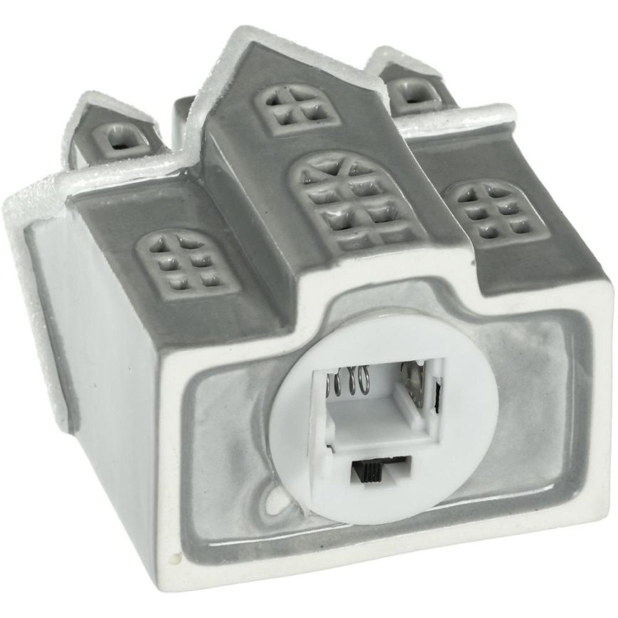 LED Porcelán dekoráció LED/2xLR44/meleg fehér ház szürke