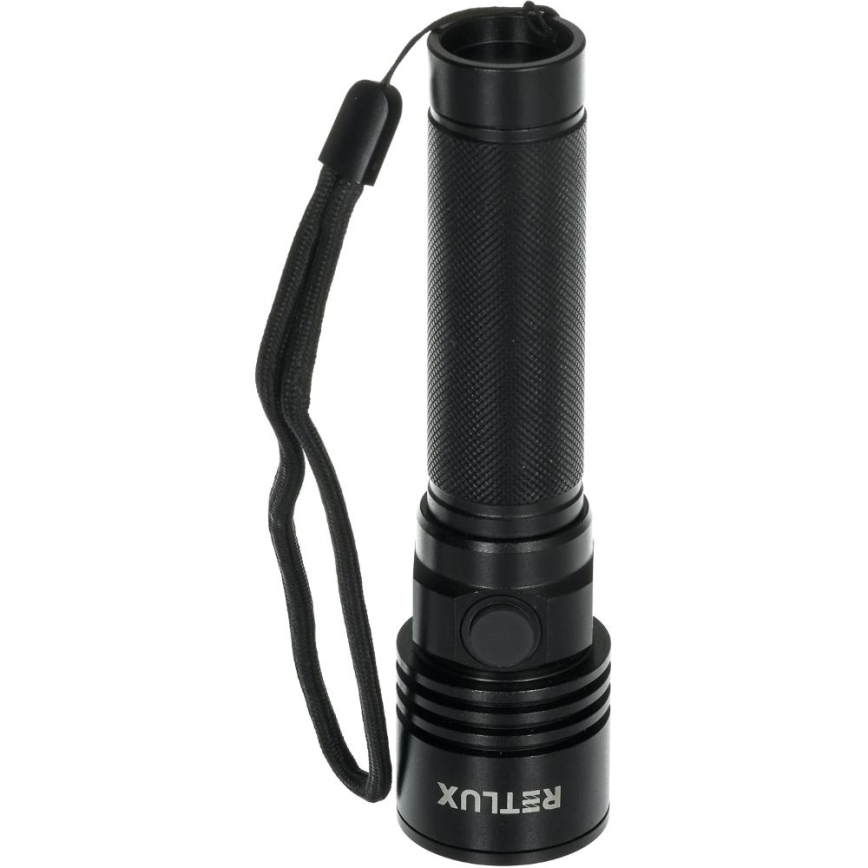 LED újratölthető alumínium zseblámpa LED/3W/2000 mAh IPX4 fekete
