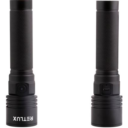 LED újratölthető alumínium zseblámpa LED/3W/2000 mAh IPX4 fekete