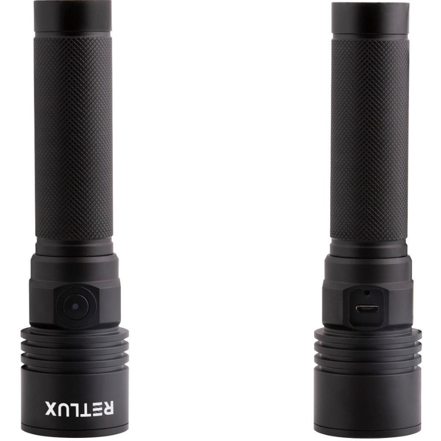 LED újratölthető alumínium zseblámpa LED/3W/2000 mAh IPX4 fekete