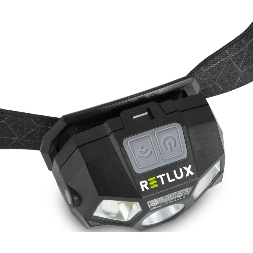 Újratölthető LED fejlámpa érzékelővel, LED/3W/900 mAh, IP44, fekete