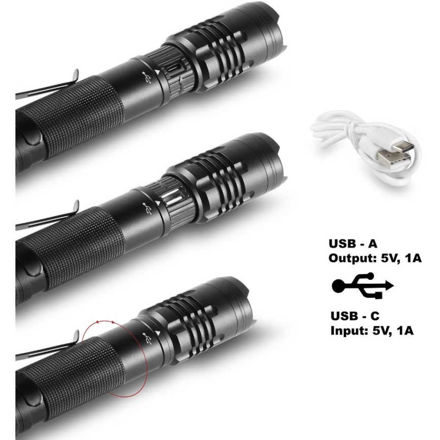 LED Újratölthető zseblámpa powerbank funkcióval LED/2000 mAh 1000 lm IP22