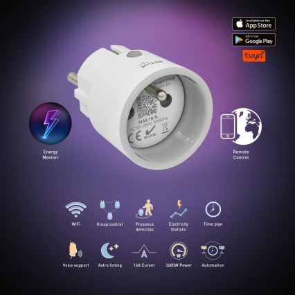 Okos konnektor 3680W/230V/E típus/16A Wi-Fi Tuya