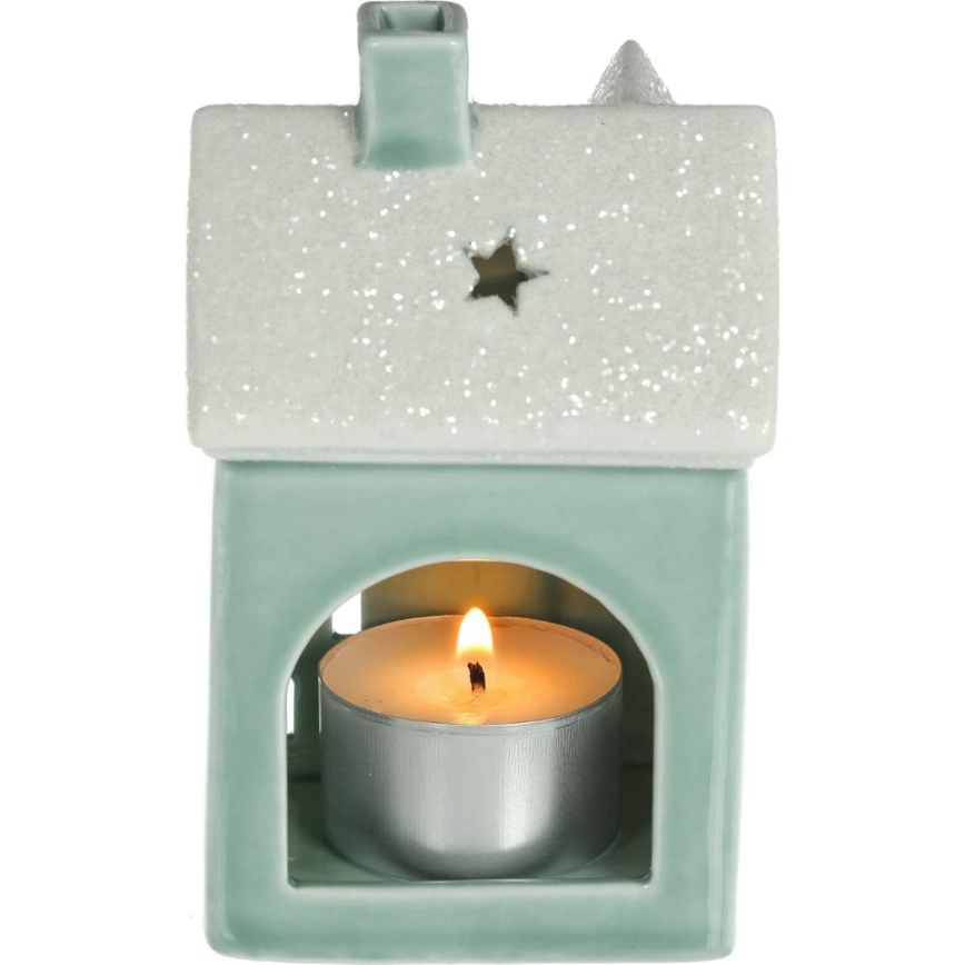 Porcelán gyertyaház 11,1 cm menta