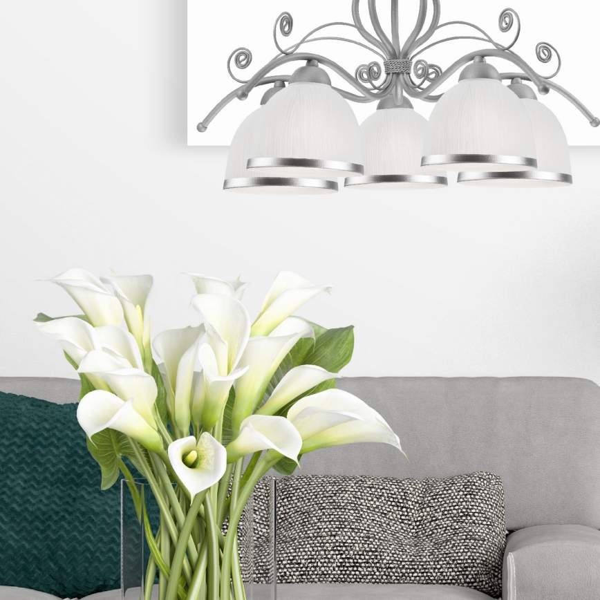 RETRO II láncos csillár 5xE27/60W/230V ezüstszínű