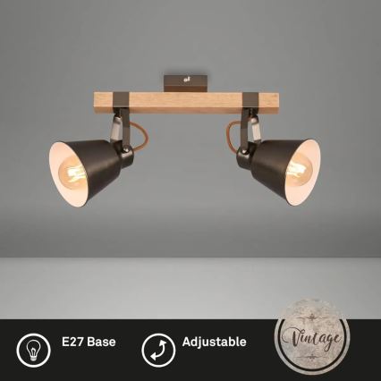 RETRO spotlámpa 2xE27/40W/230V barna