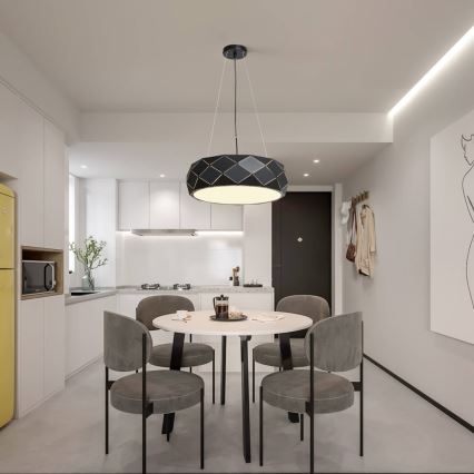 REUS kábelen függő csillár 3xE27/40W/230V, átm. 47 cm, fekete