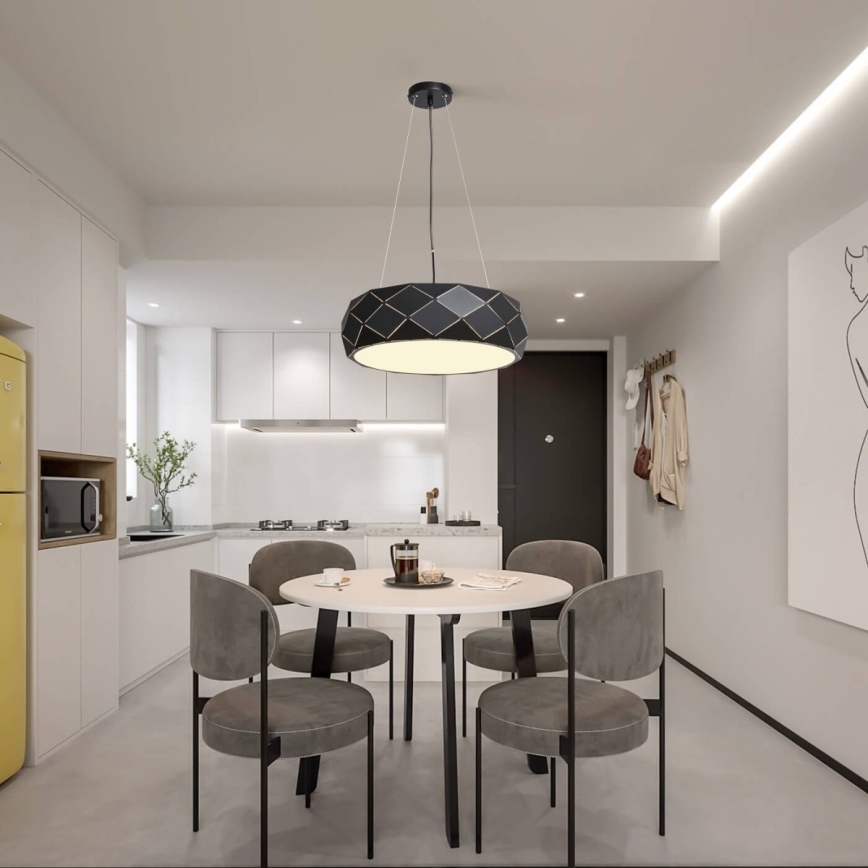 REUS kábelen függő csillár 3xE27/40W/230V, átm. 47 cm, fekete